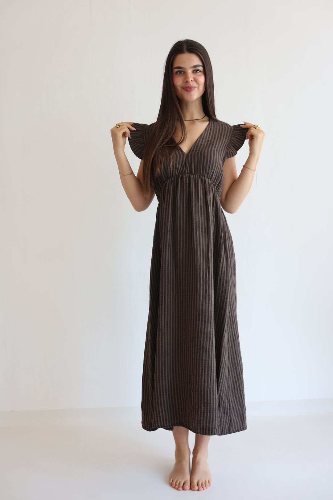 Langes Musselinkleid Summer Striped