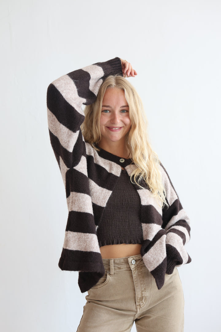 Sugar Stripe Button Cardigan