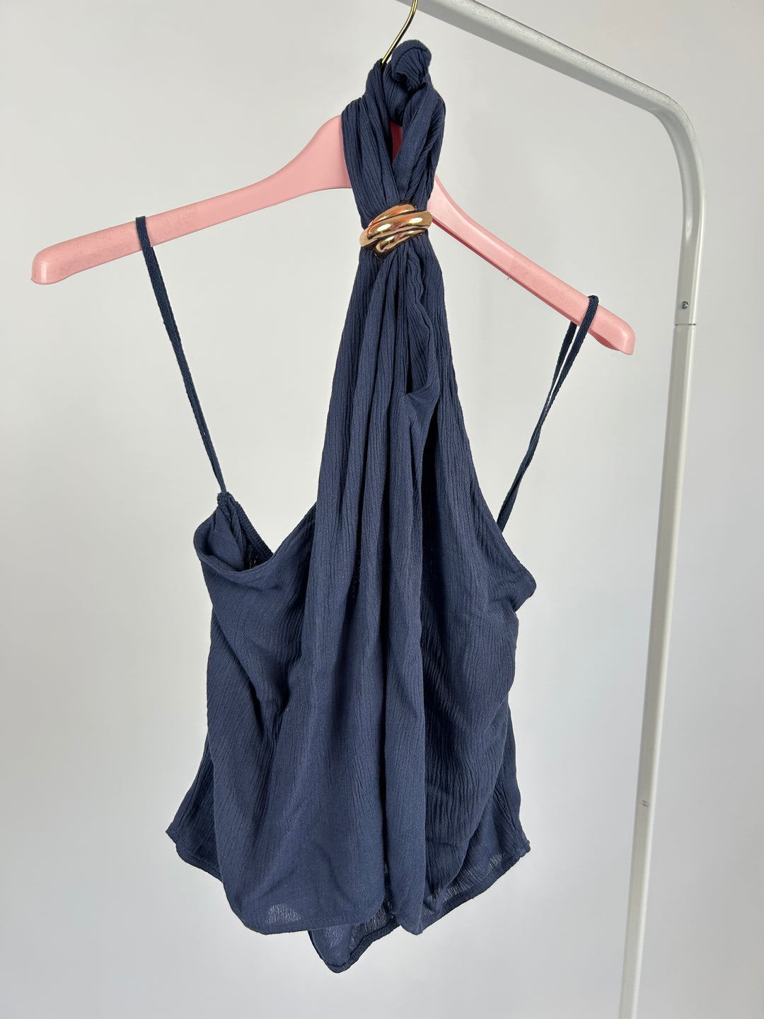 NECKHOLDER TOP AUS VISKOSE AURORA DUNKELBLAU EINHEITSGRÖSSE (B-WARE)