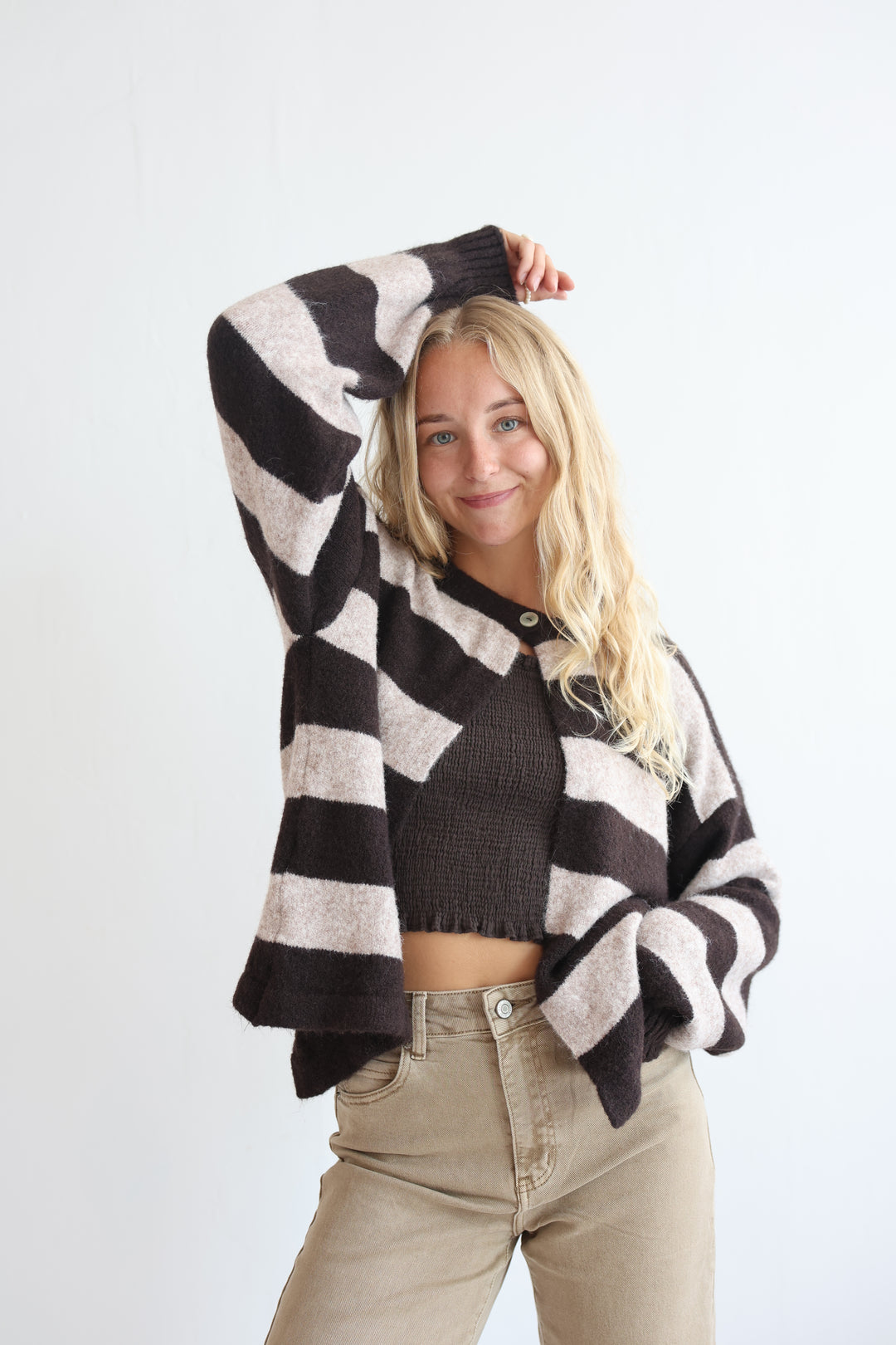 Sugar Stripe Button Cardigan
