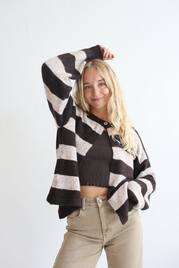 Sugar Stripe Button Cardigan