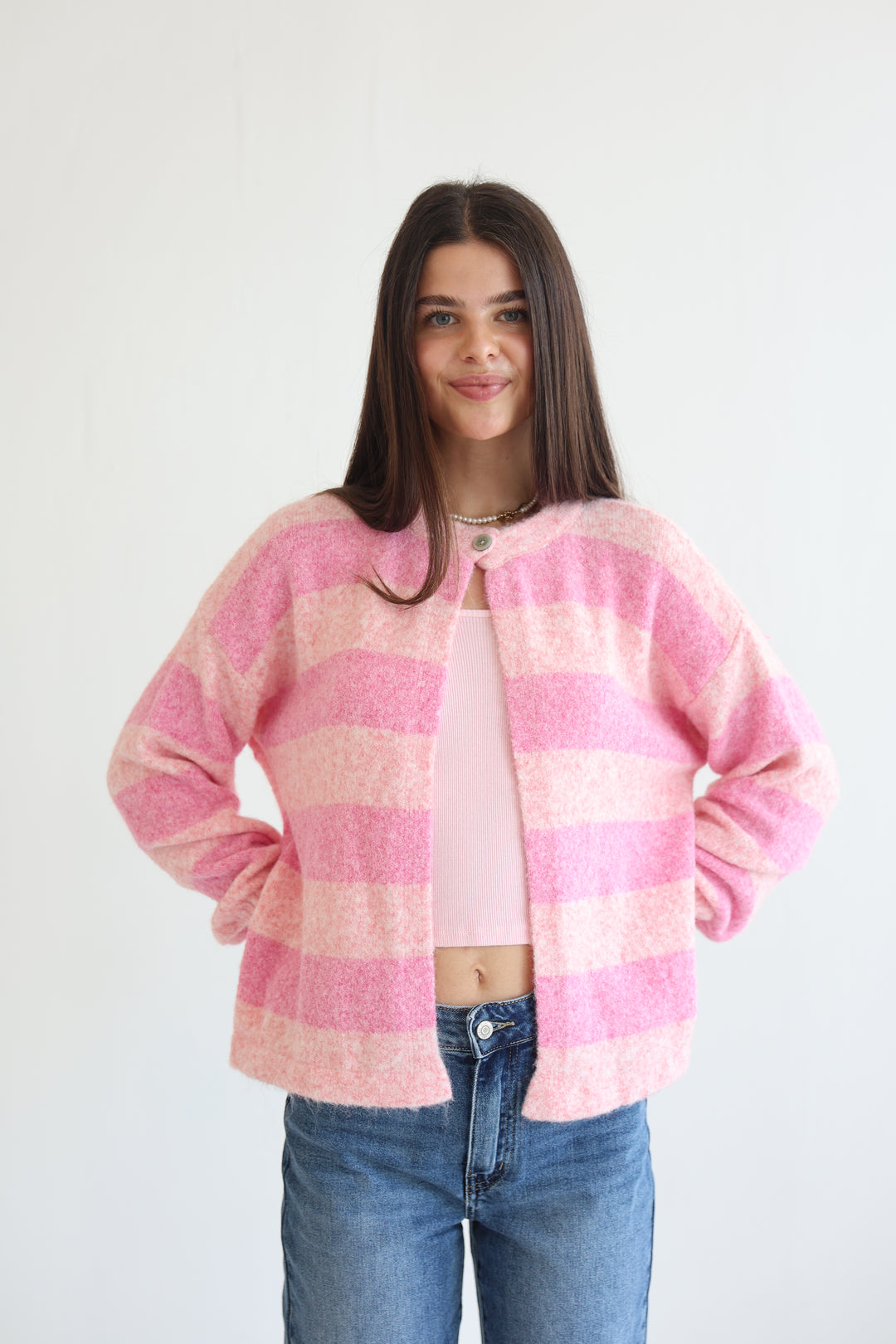 Sugar Stripe Button Cardigan