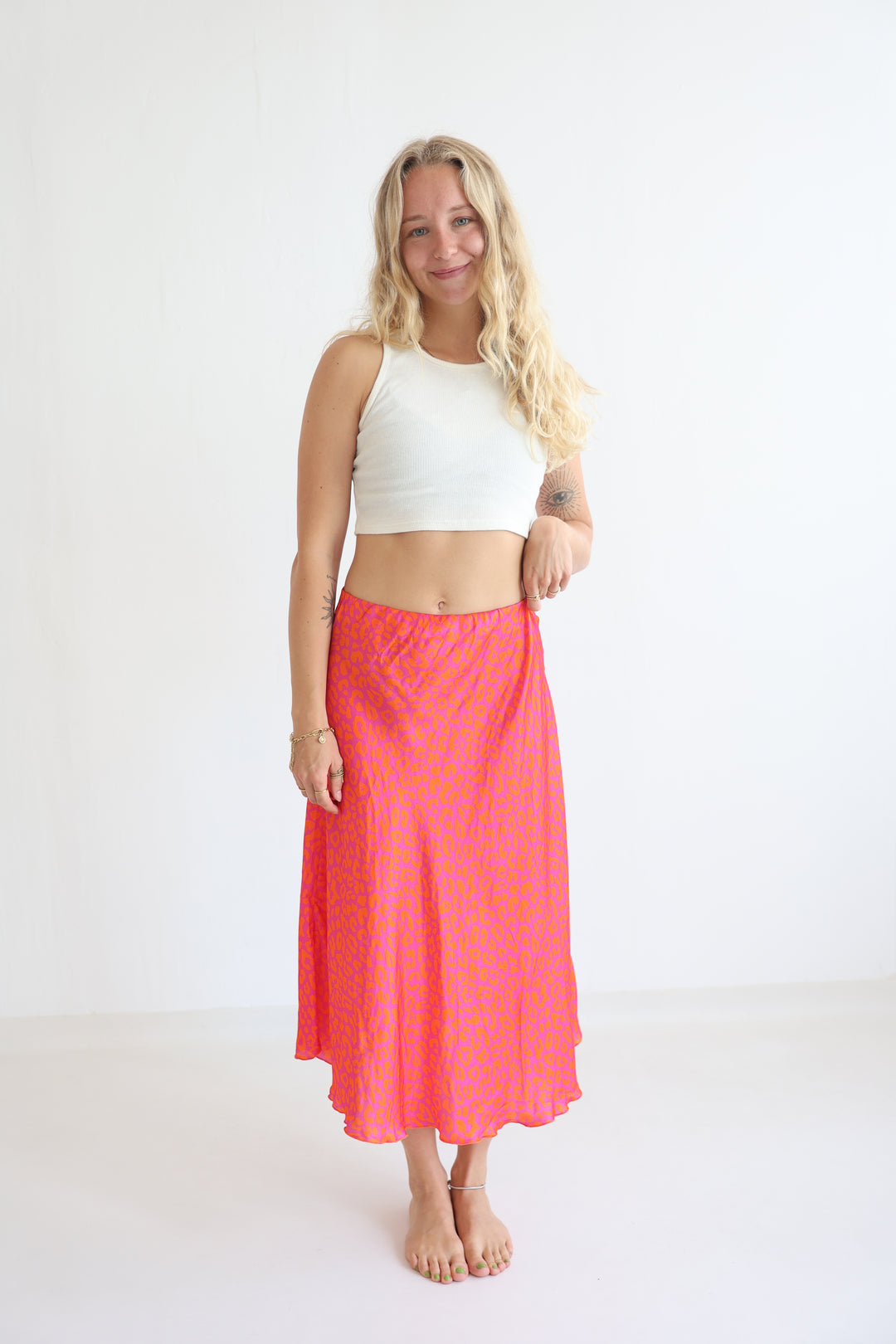 Leopard Satin Skirt