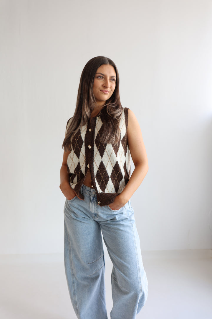 Weste Vintage Argyle Chic