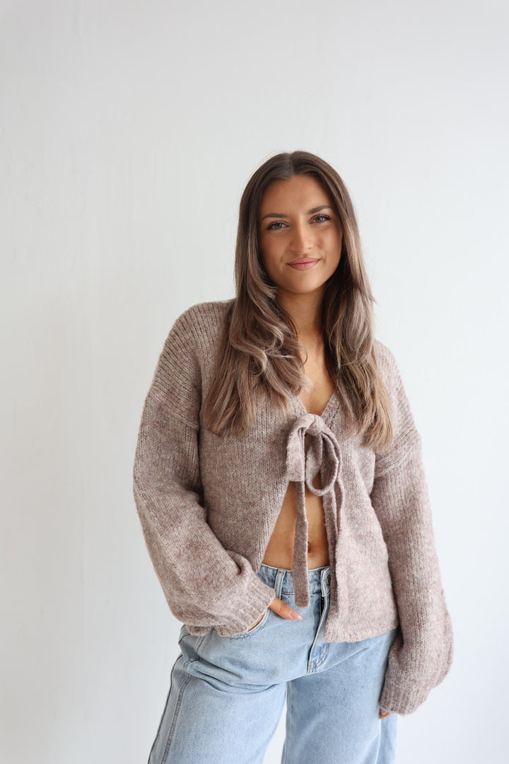 Knit Bow Cardigan Lanea