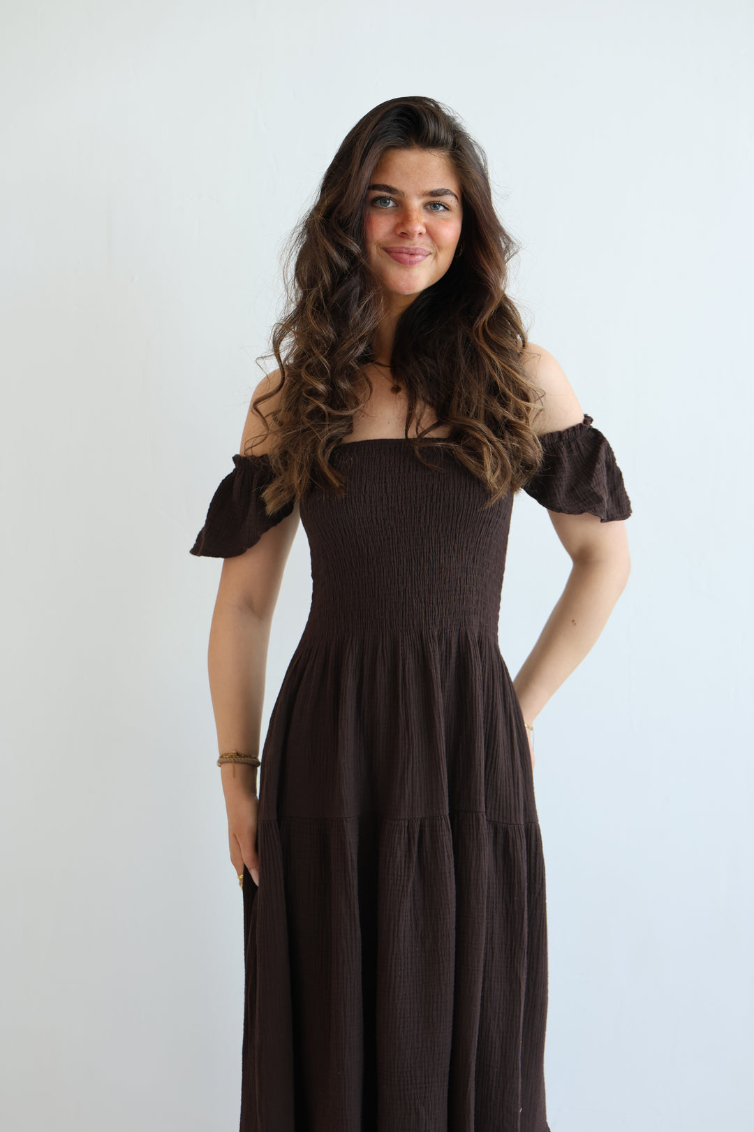 Langes Kleid mit Raffung Livia