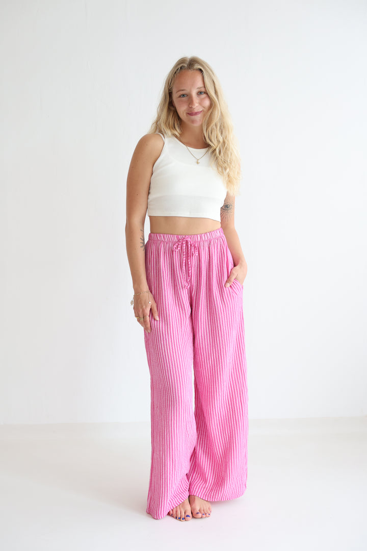 Lange Musselinhose mit Streifen Little Lines