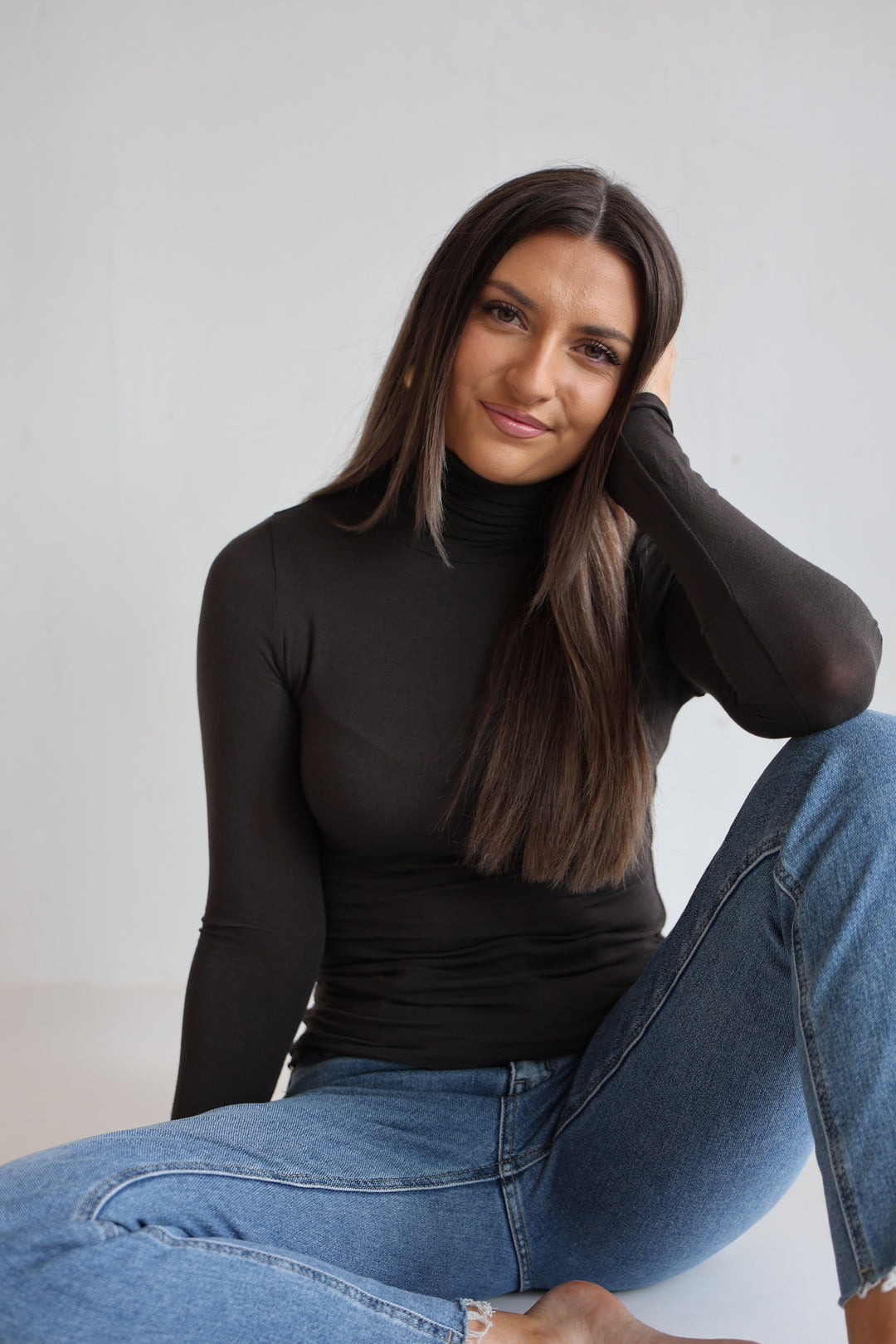 Cashmere Longsleeve mit Kragen Liliana (einfarbig)
