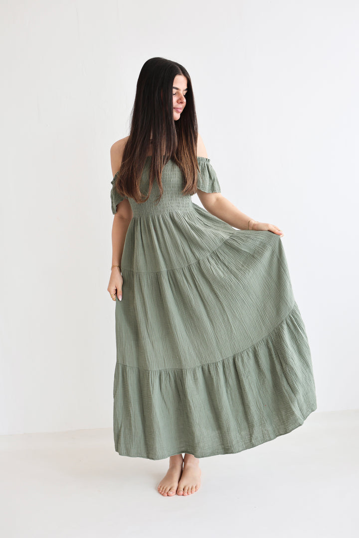 Langes Kleid mit Raffung Livia