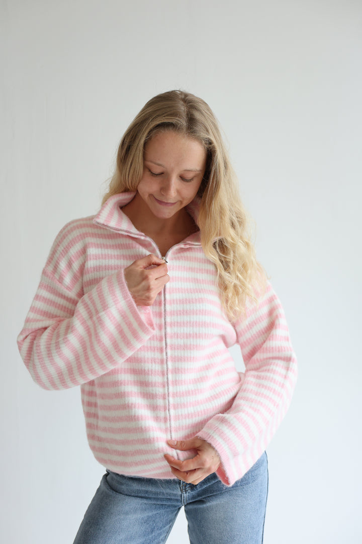 Striped Zip Cardigan