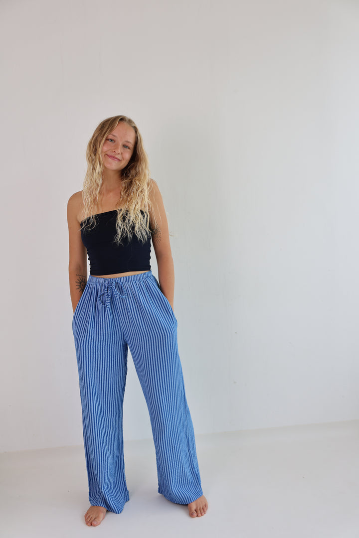 Lange Musselinhose mit Streifen Little Lines