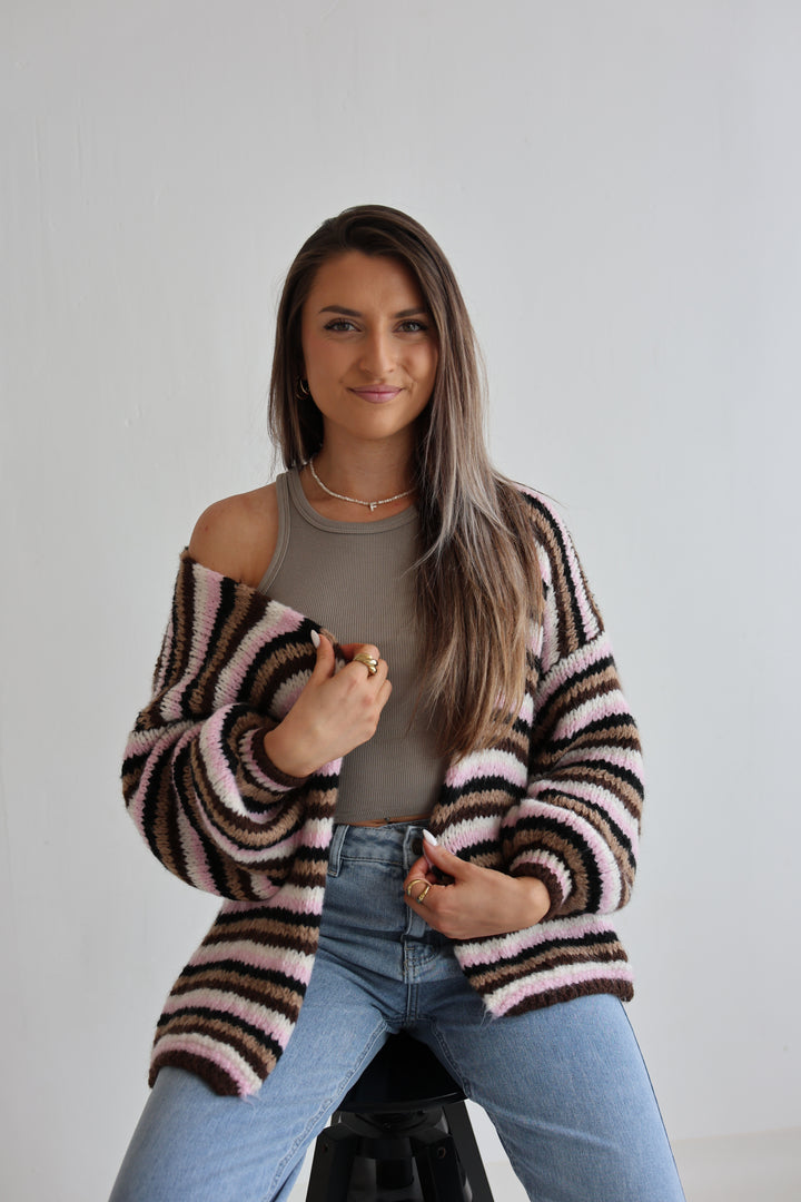 Gestreifter Oversize Cardigan Merle