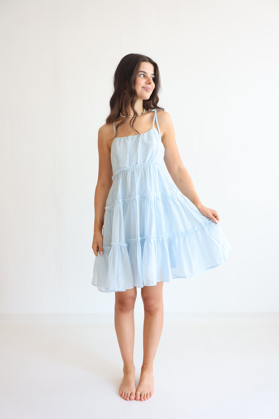 Bow Strap Tiered Dress