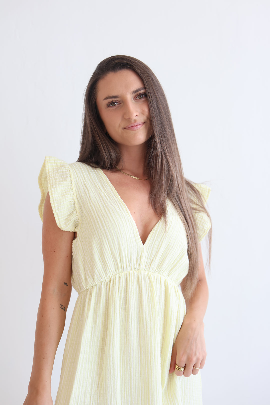 Langes Musselinkleid Casual Stripes
