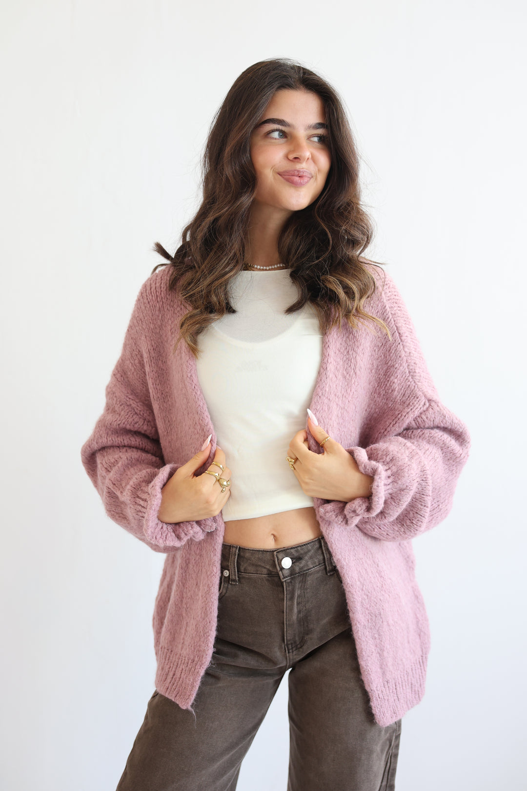 Offener Cardigan mit Rüschenärmeln Clara