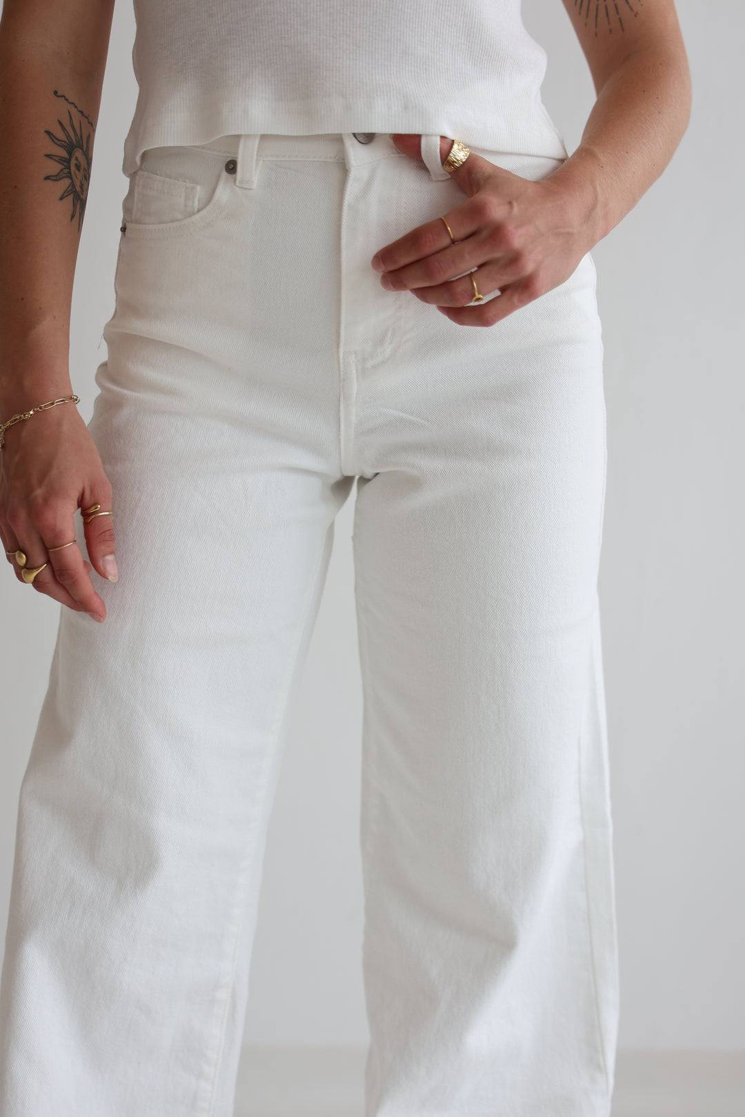White Extra Long Jeans
