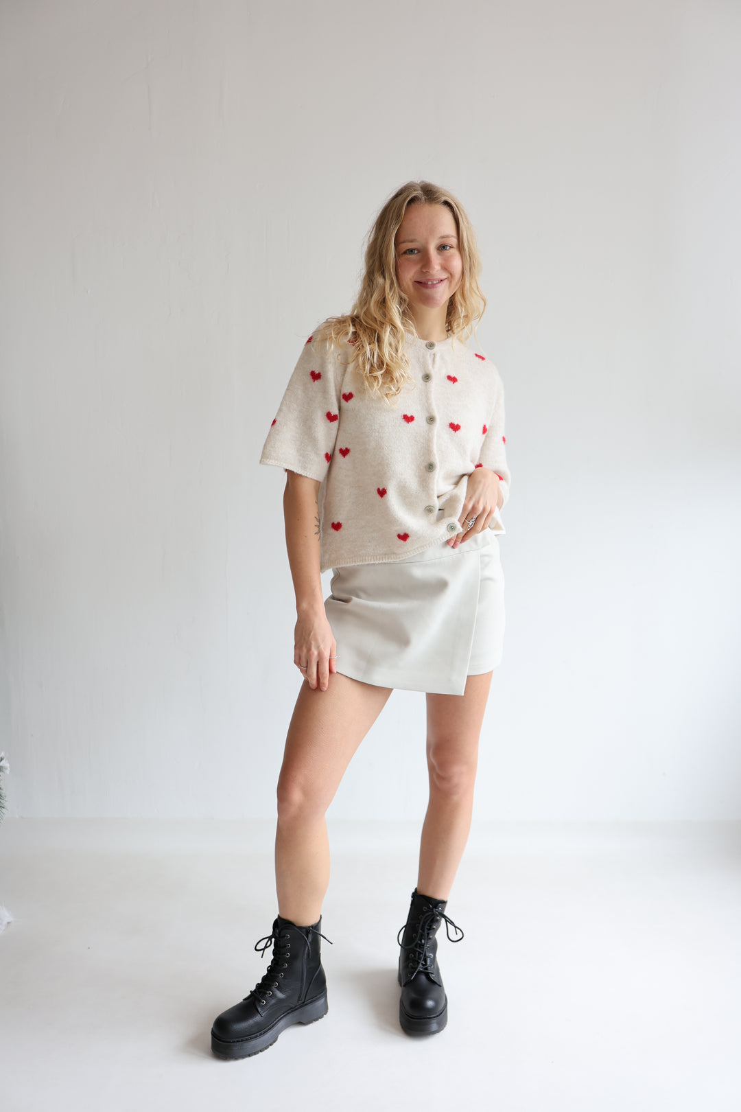 Kurzarm Cardigan Jolina mit Herzprint