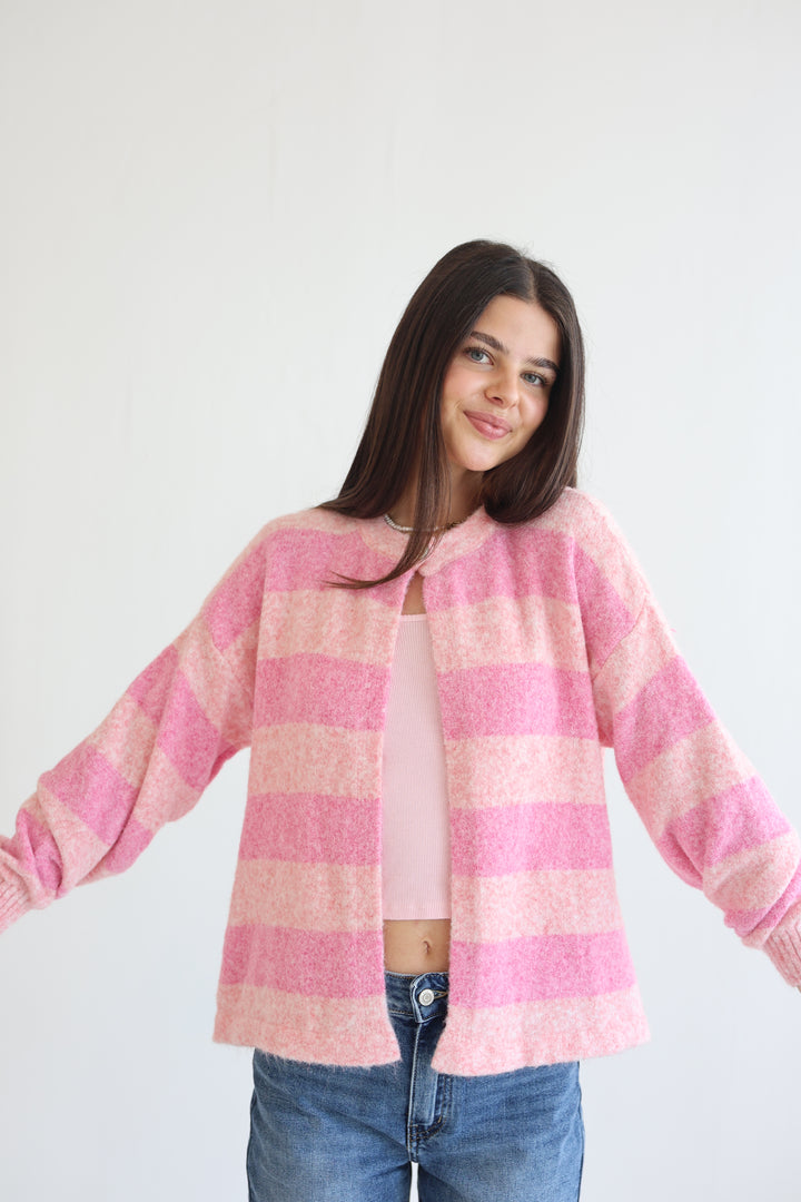 Sugar Stripe Button Cardigan