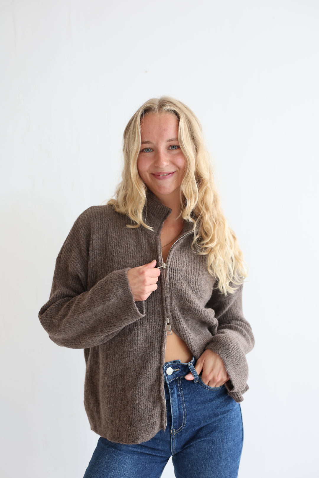 Casual Zipper Cardigan