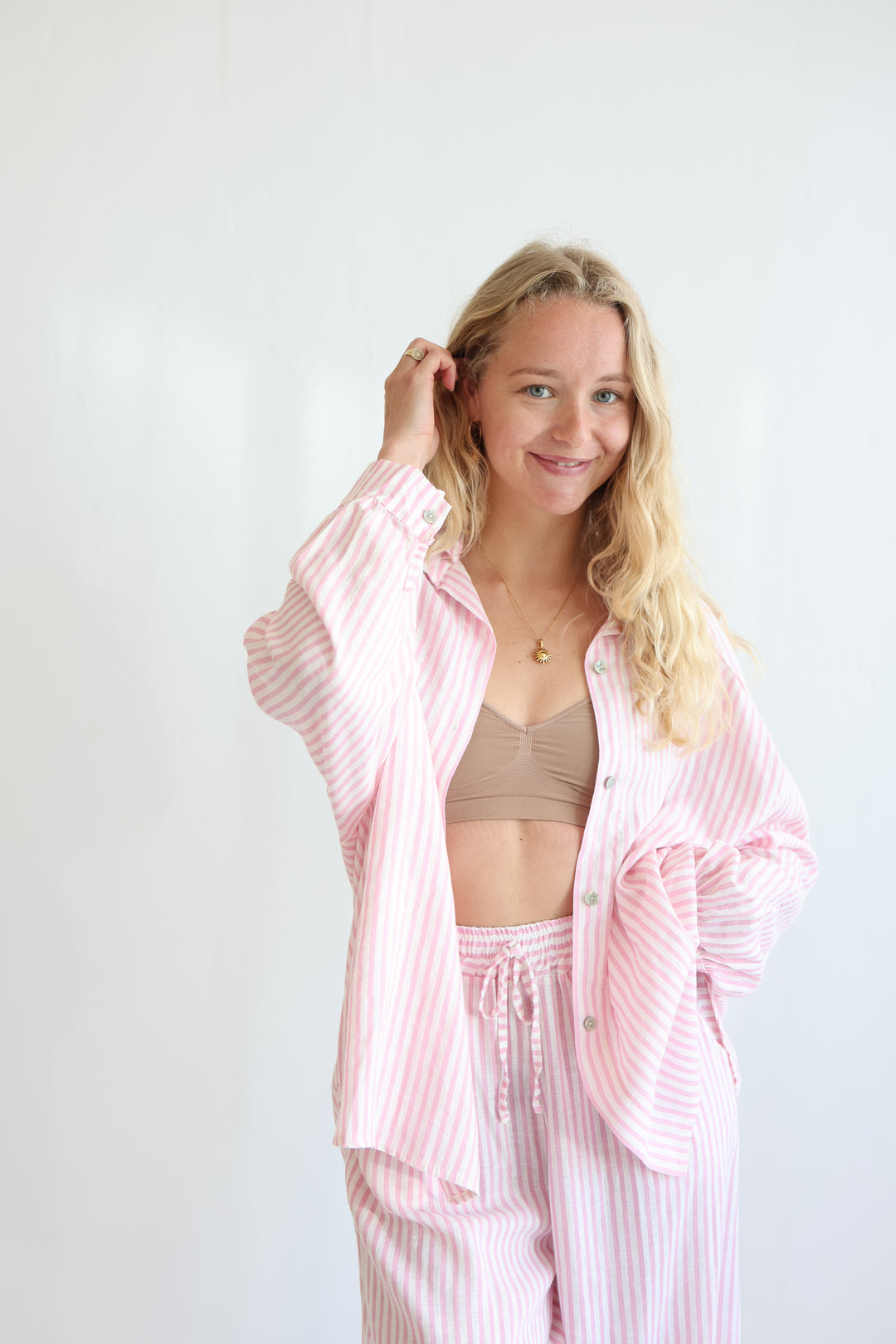 Oversize Striped Linen Bluse