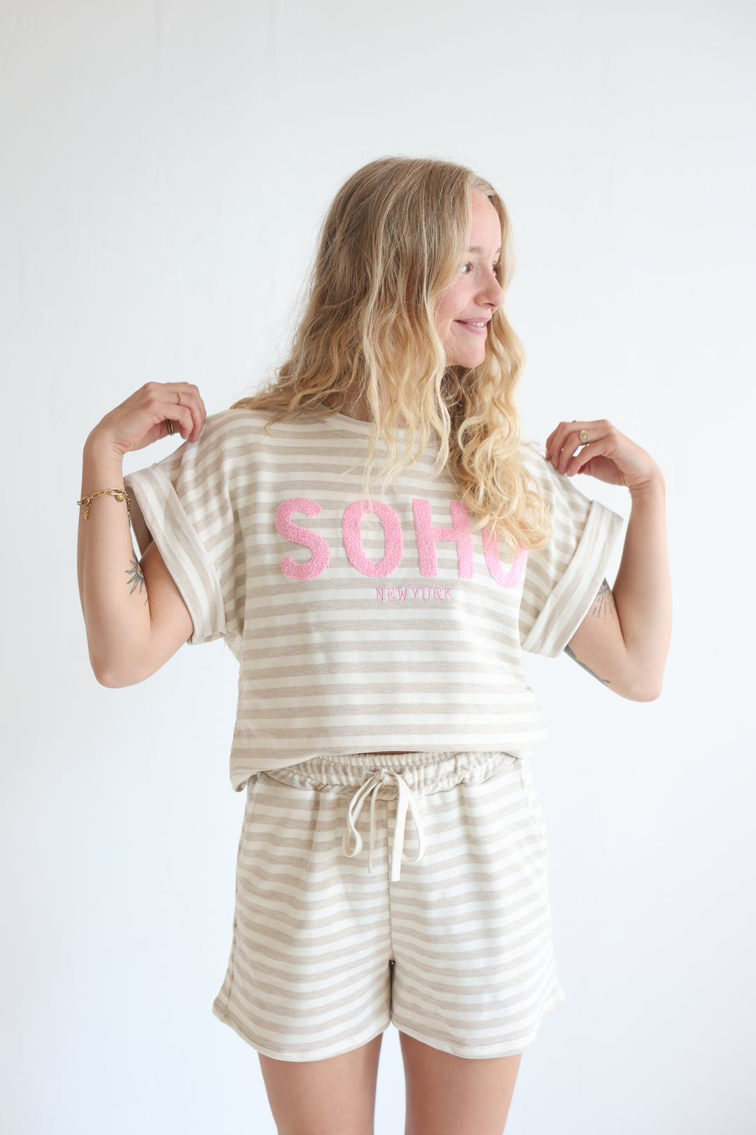Short Striped Sweatpants