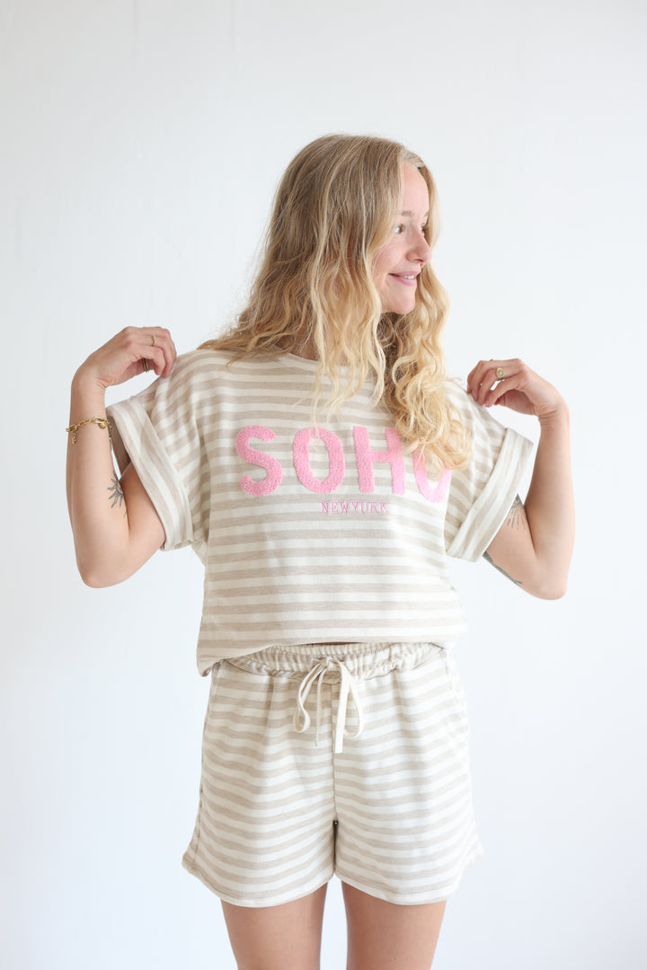 Short Striped Sweatpants