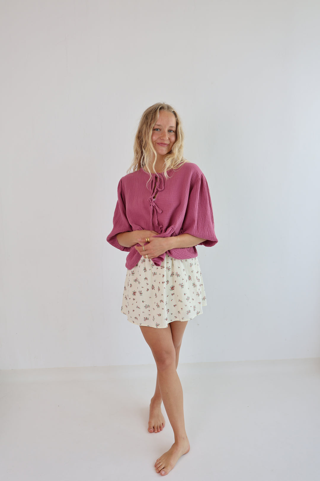 Musselinbluse mit Schleifen Linnea