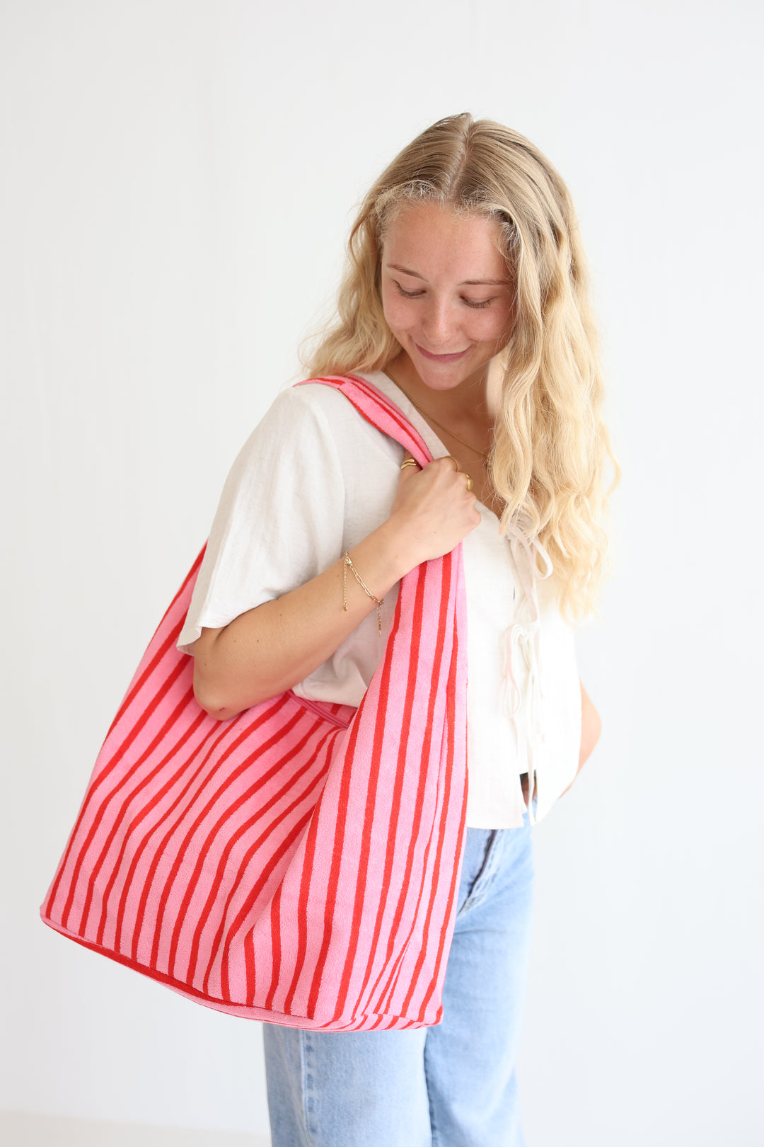 Pink Striped Frottee Bag