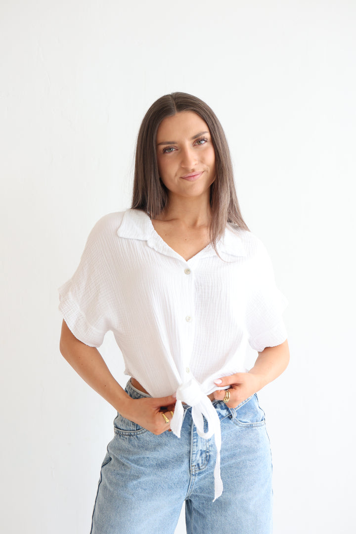 Knot Front Musselin Shirt