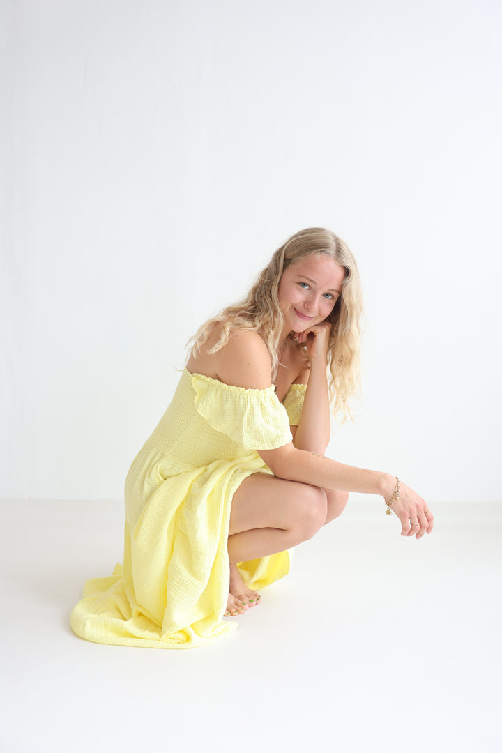 Langes Kleid mit Raffung Livia