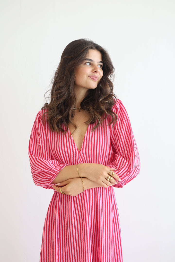 3/4 Arm Musselinkleid Summer Striped