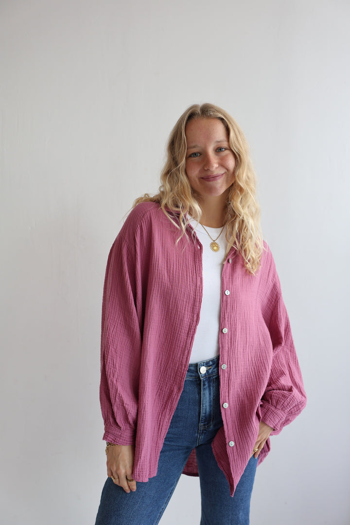 Kurzes Blusenhemd aus Musselin (einfarbig)