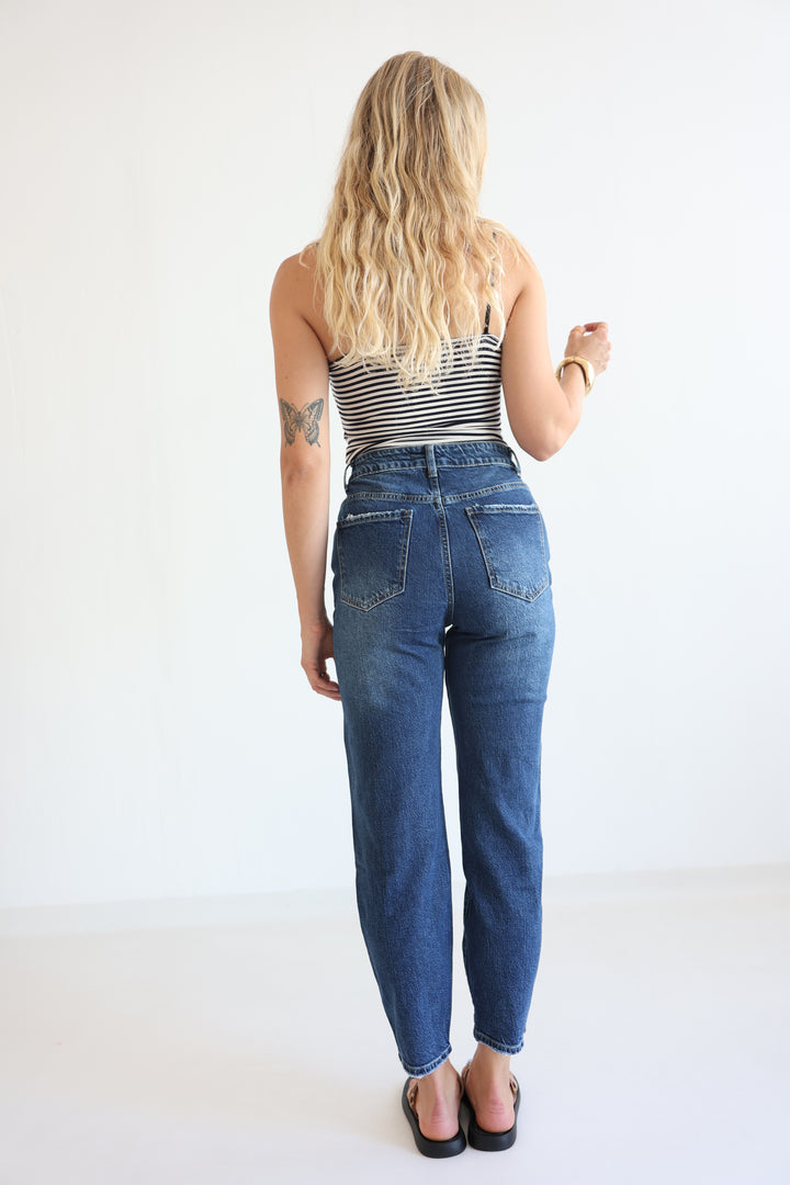 Deep Blue Mom Jeans