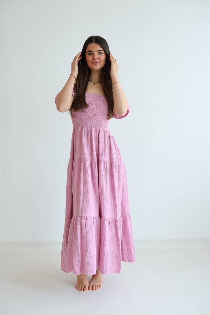 Langes Kleid mit Raffung Livia