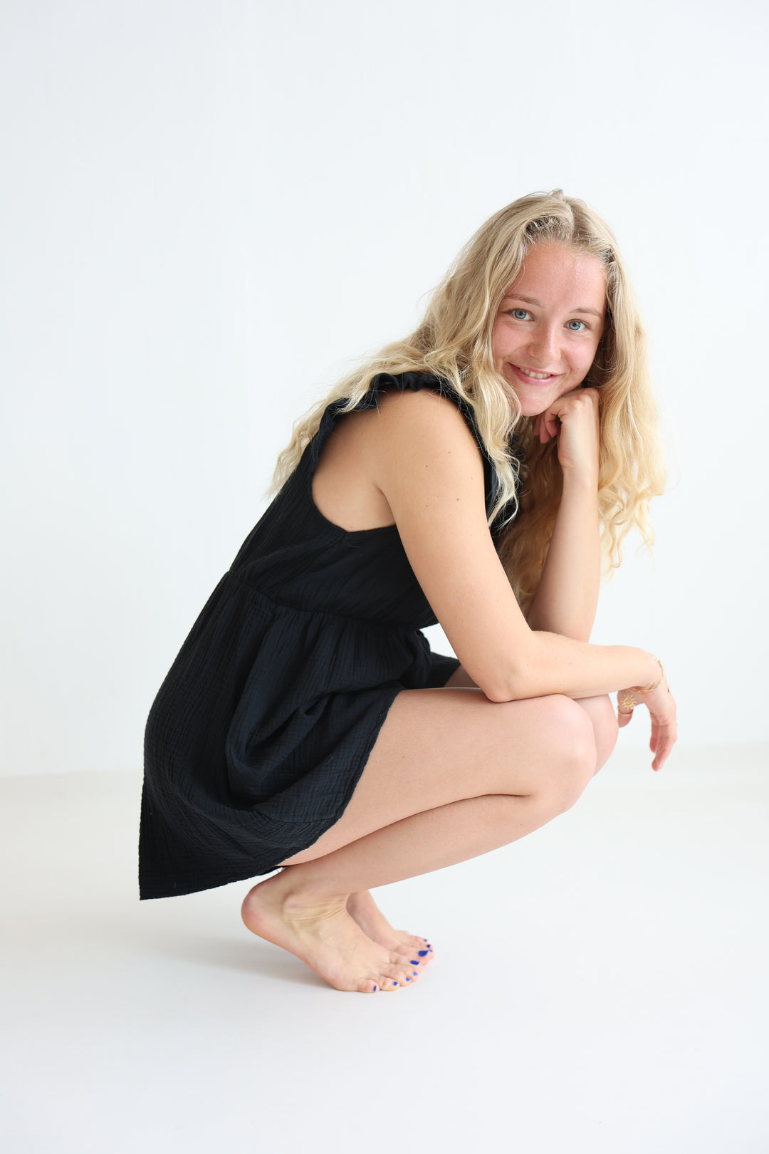 Musselin-Jumpsuit mit Rüschen