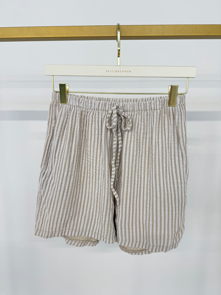 KURZE MUSSELINSHORTS LITTLE LINES BEIGE (B-WARE)