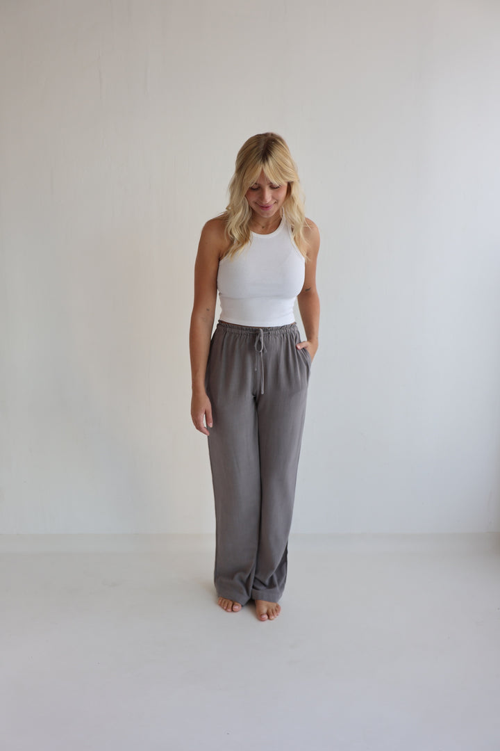 Extra Long Leinenhose mit Gummizug Chiara