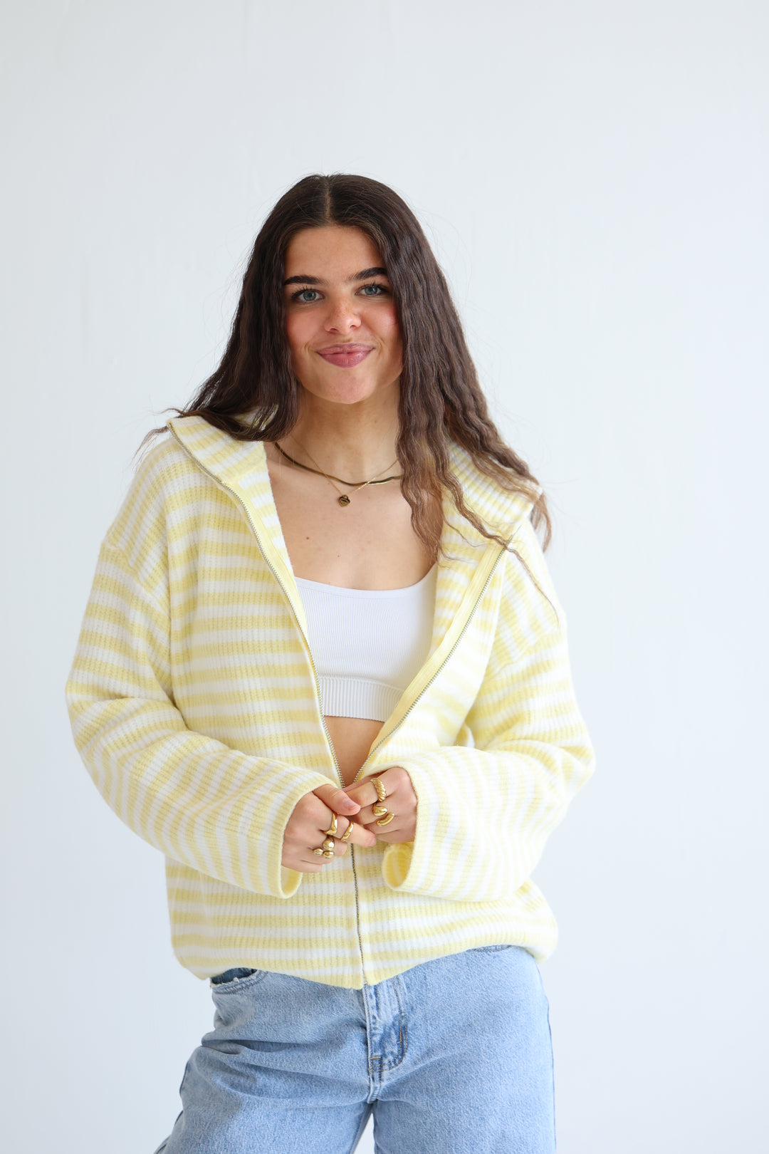 Striped Zip Cardigan