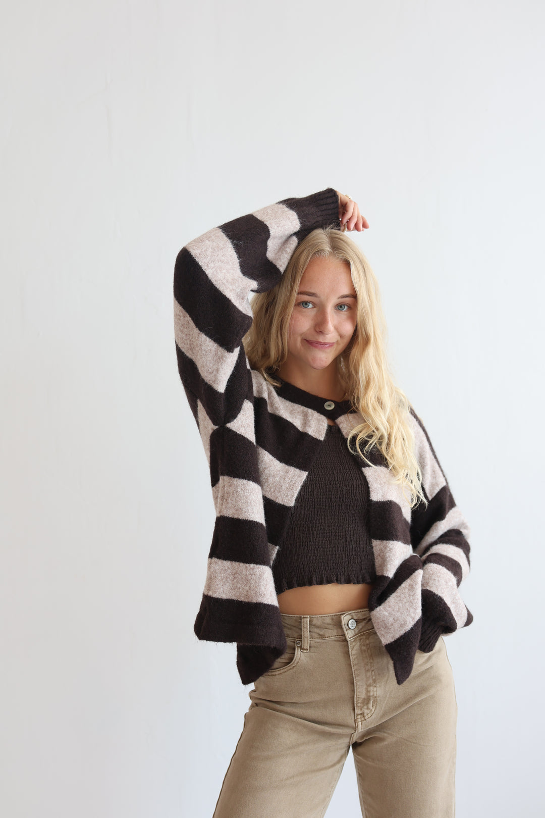 Sugar Stripe Button Cardigan