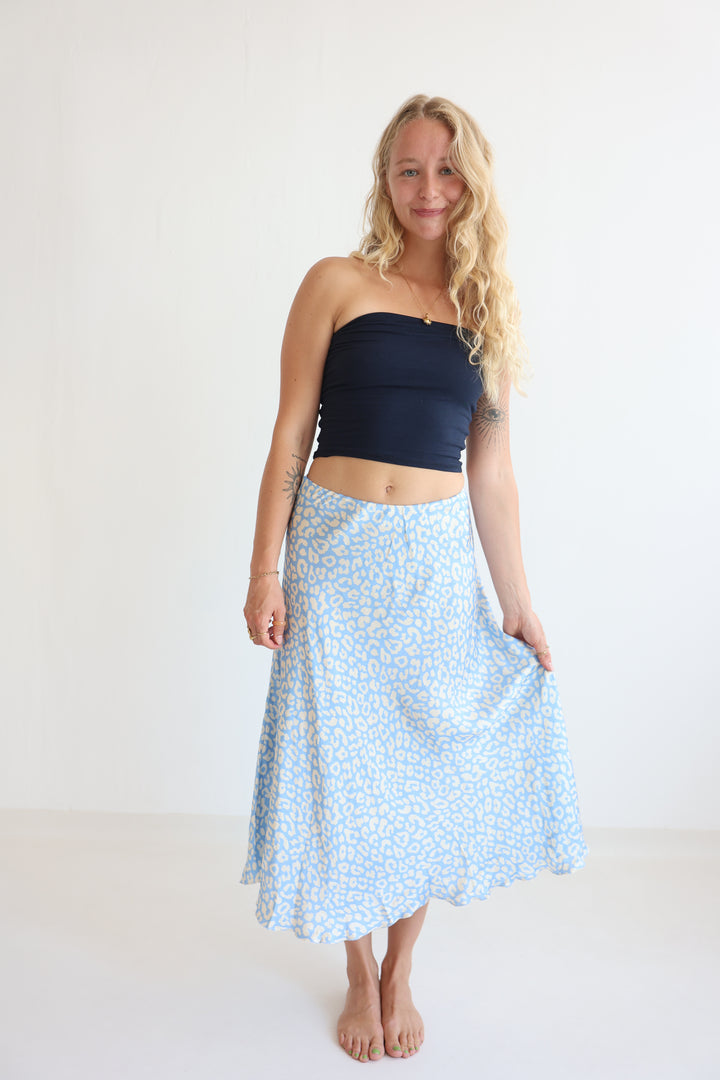 Leopard Satin Skirt