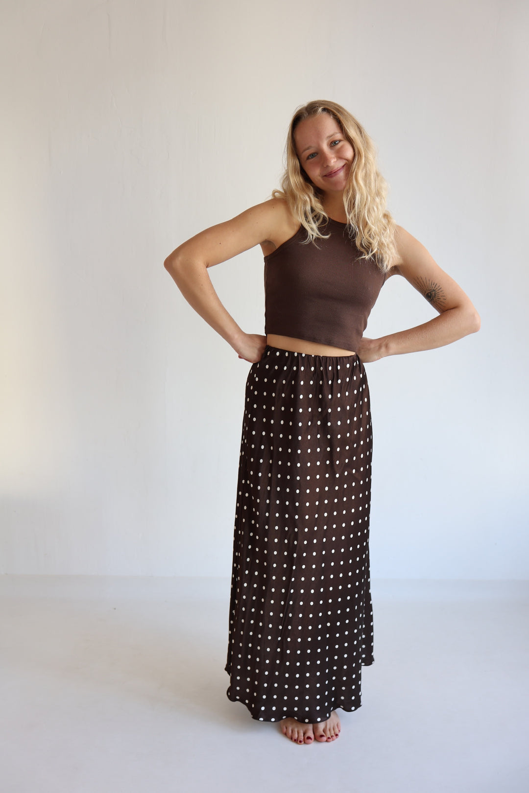 Langer Viskoserock Polka Dots