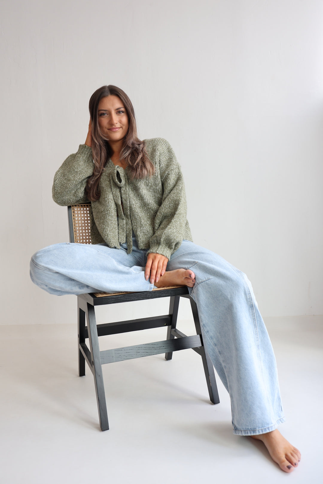 Knit Bow Cardigan Lanea