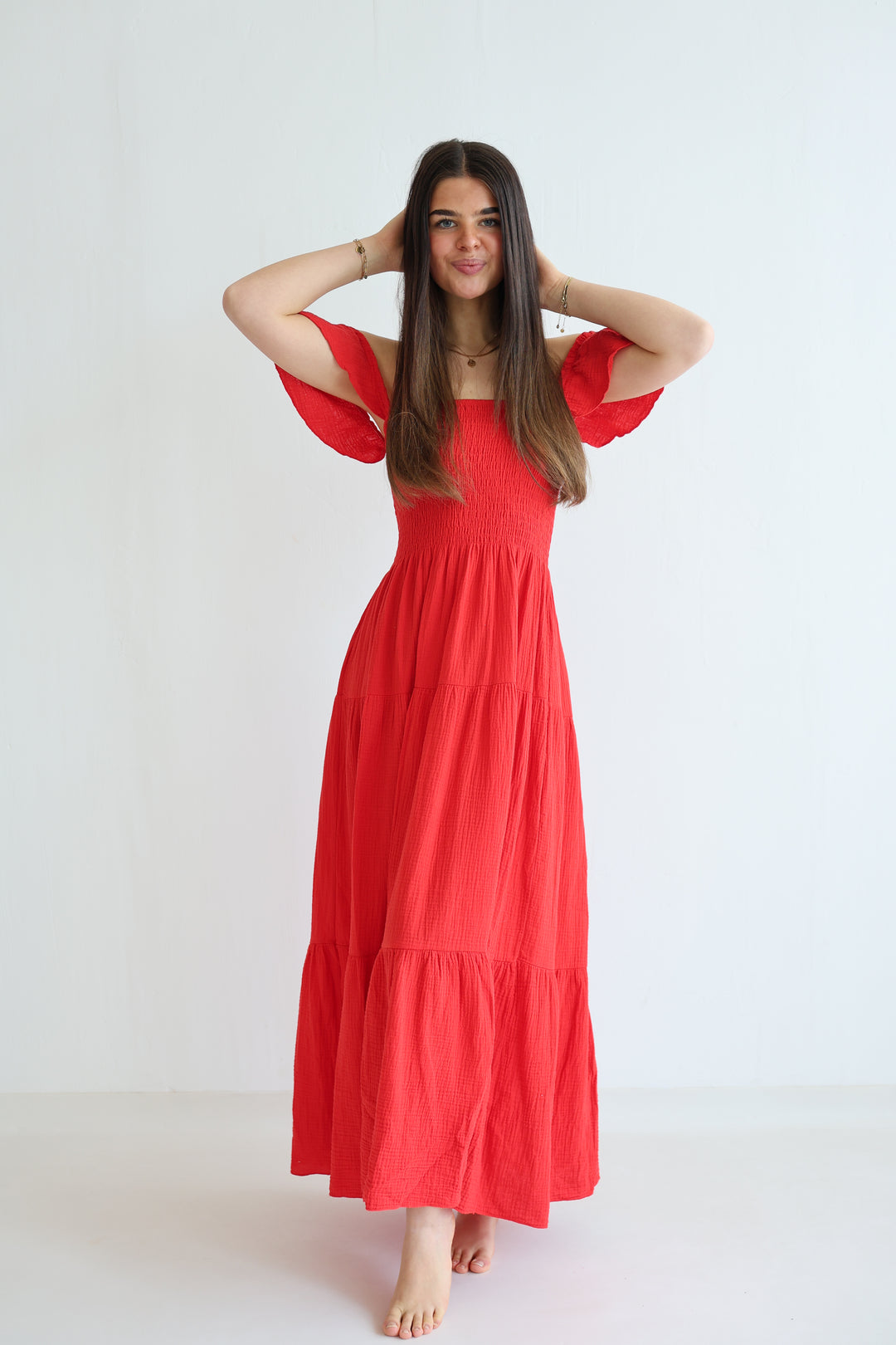 Langes Kleid mit Raffung Livia