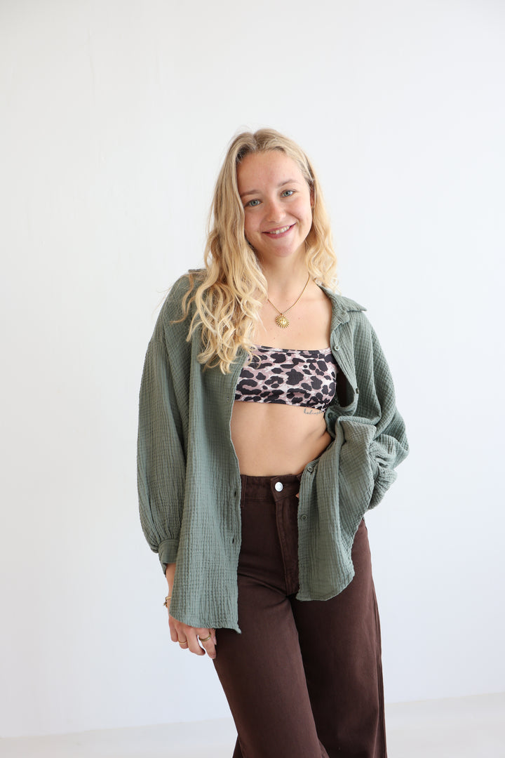 Oversize Blusenhemd aus Musselin Golden Eye