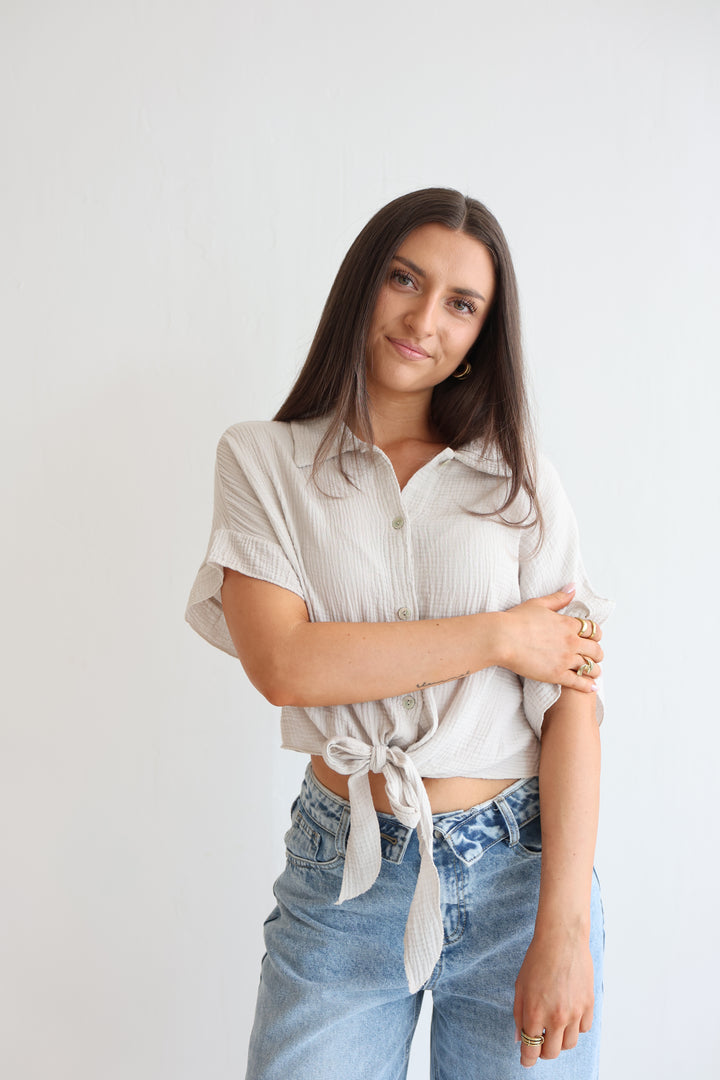 Knot Front Musselin Shirt