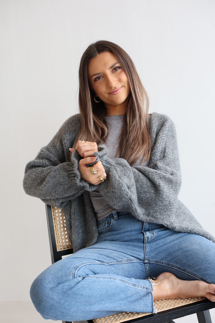 Offener Cardigan mit Rüschenärmeln Clara