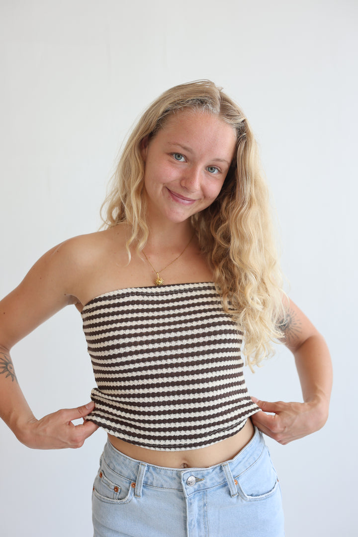Striped Knit Tube Top