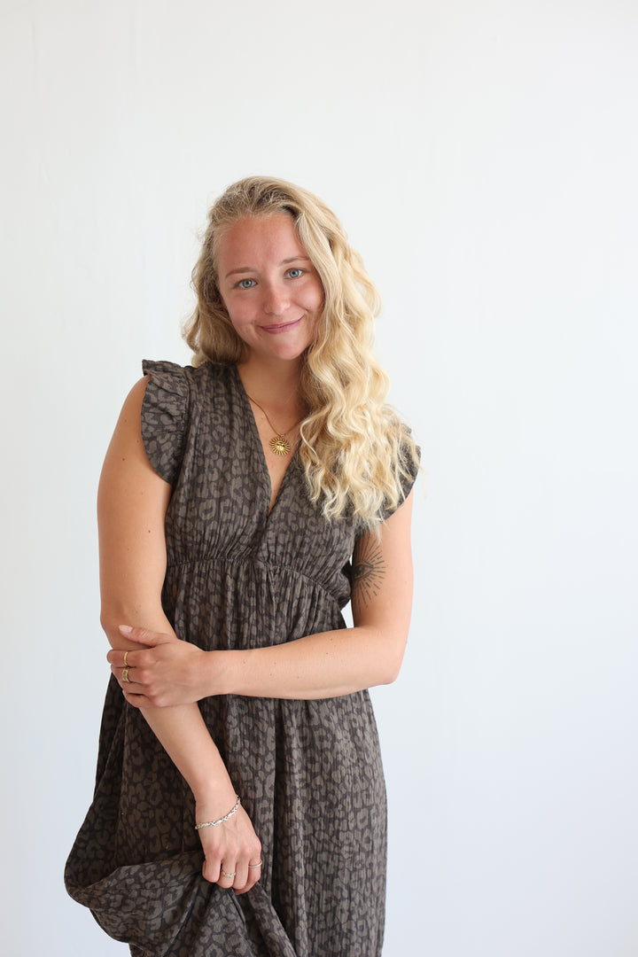 Langes Musselinkleid Timeless Leopard
