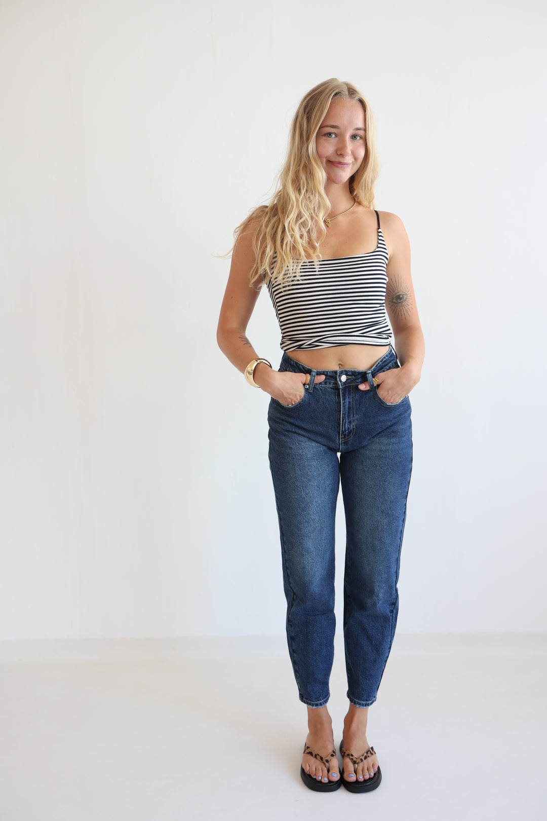 Deep Blue Mom Jeans