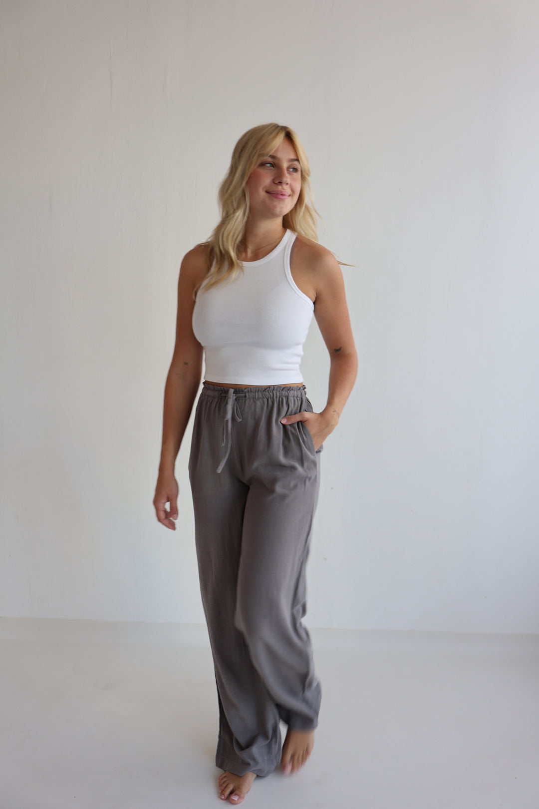Extra Long Leinenhose mit Gummizug Chiara